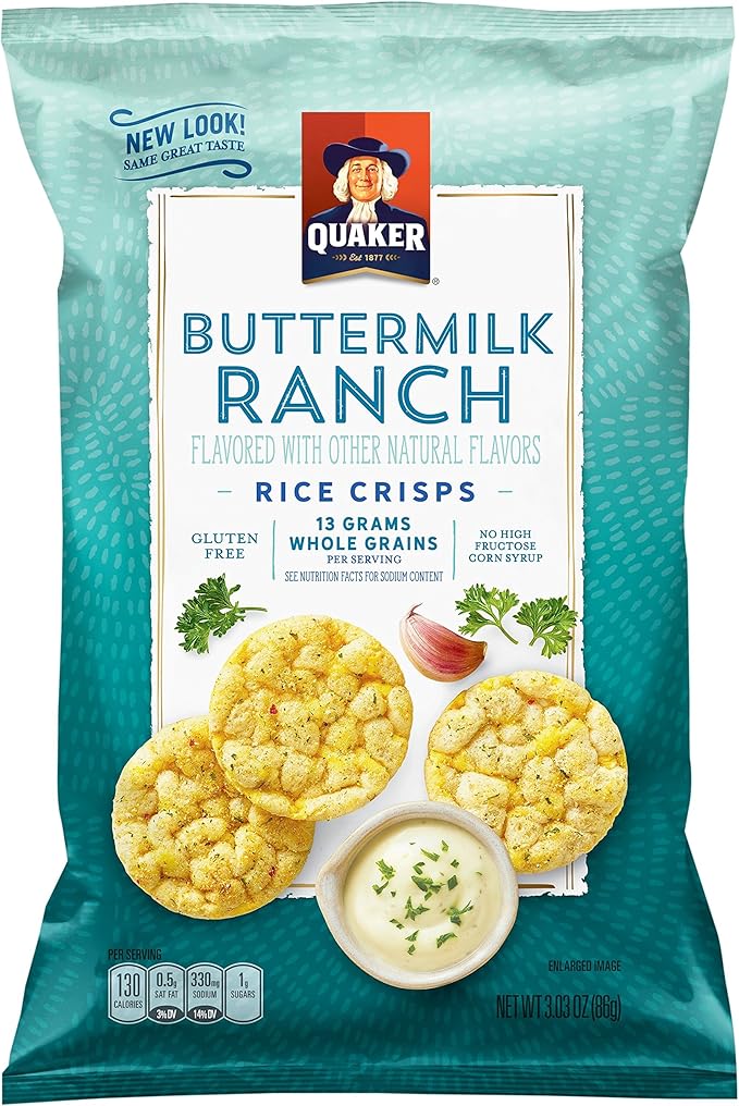 quaker rice crisps, buttermilk ranch, 3.